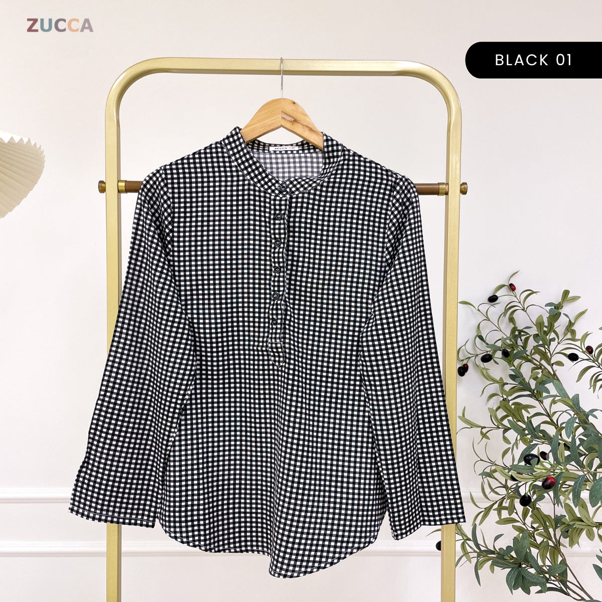 ZUCCA QISMINA KASUAL MUSLIMAH CHECKERED BLOUSE - MA115