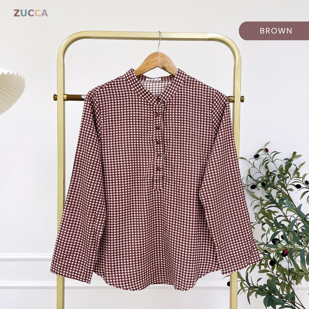 ZUCCA QISMINA KASUAL MUSLIMAH CHECKERED BLOUSE - MA115