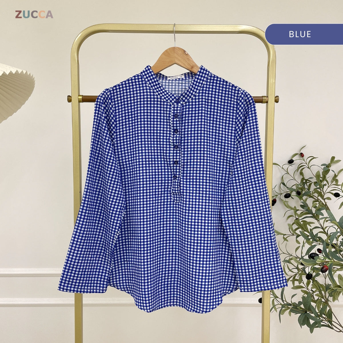 ZUCCA QISMINA KASUAL MUSLIMAH CHECKERED BLOUSE - MA115
