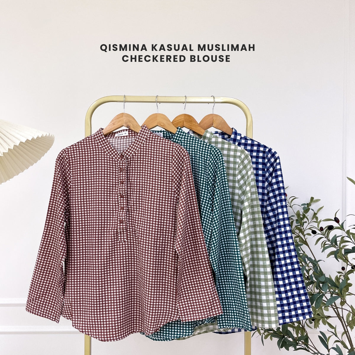 ZUCCA QISMINA KASUAL MUSLIMAH CHECKERED BLOUSE - MA115
