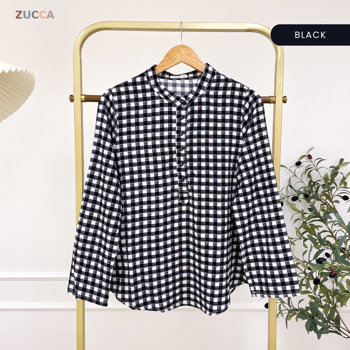 ZUCCA QISMINA KASUAL MUSLIMAH CHECKERED BLOUSE - MA115