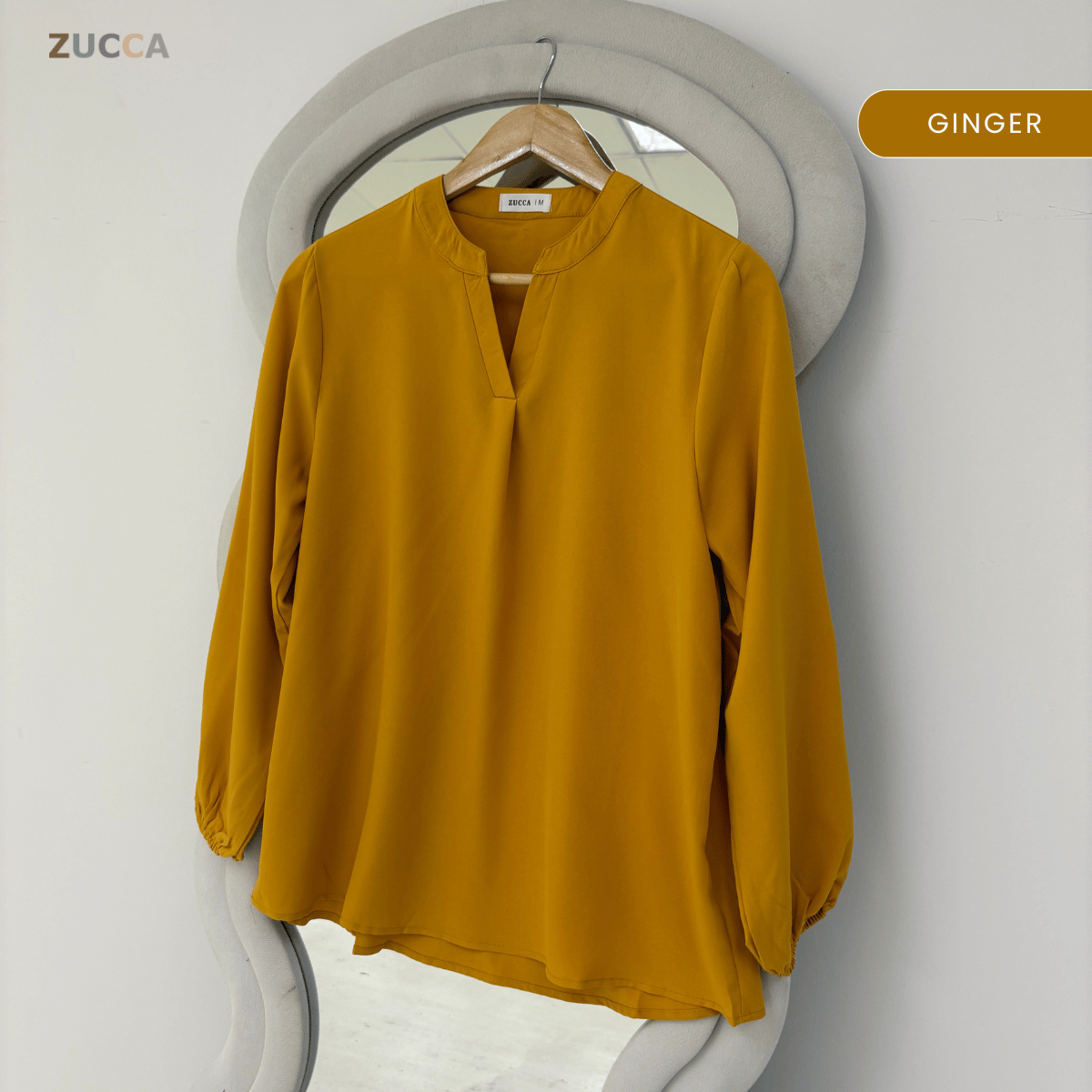 ZUCCA ANNA BLOUSE KASUAL PLAIN LONG SLEEVE - MA117