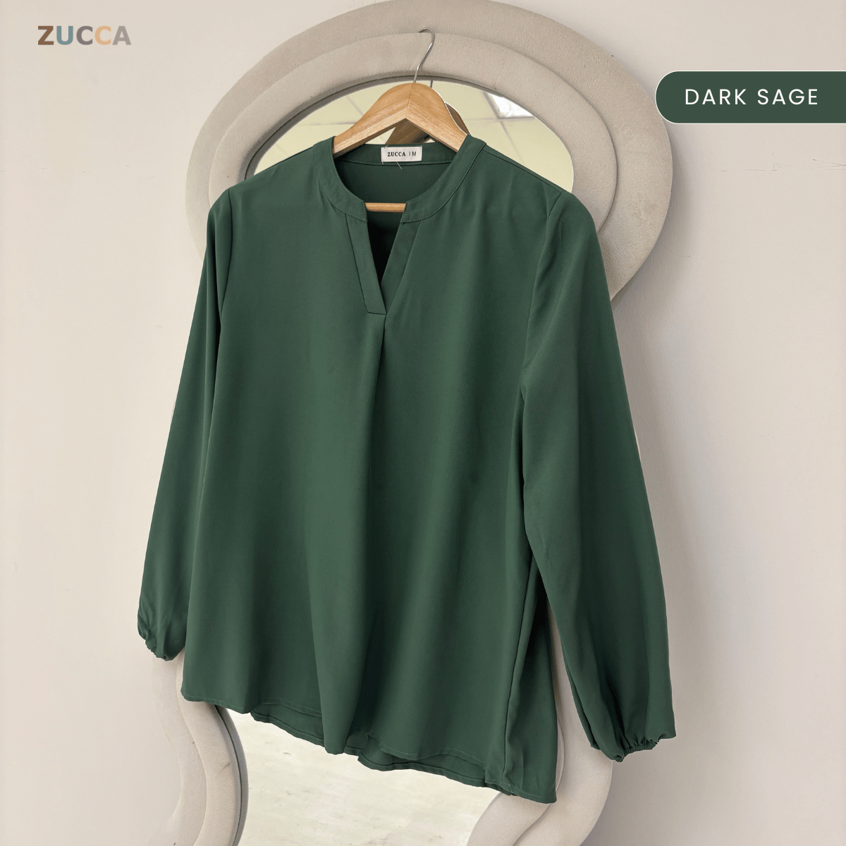 ZUCCA ANNA BLOUSE KASUAL PLAIN LONG SLEEVE - MA117