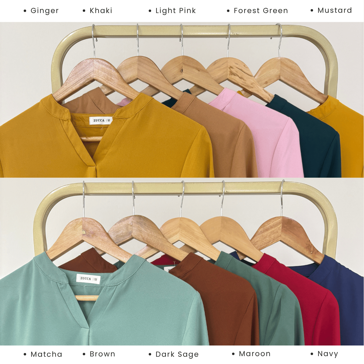 ZUCCA ANNA BLOUSE KASUAL PLAIN LONG SLEEVE - MA117