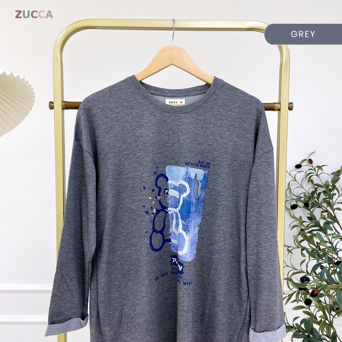 ZUCCA MURNI URBAN GRAPHIC TEE PEREMPUAN KASUAL SHIRT LONG SLEEVE - MA120