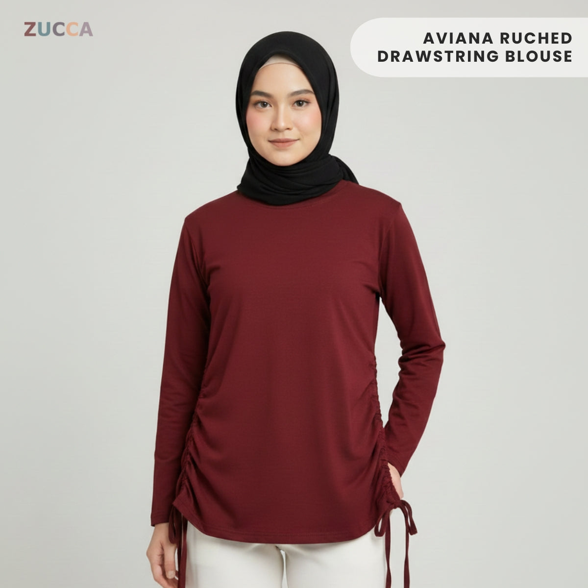 ZUCCA AVIANA RUCHED DRAWSTRING KASUAL WOMEN BLOUSE - MA121