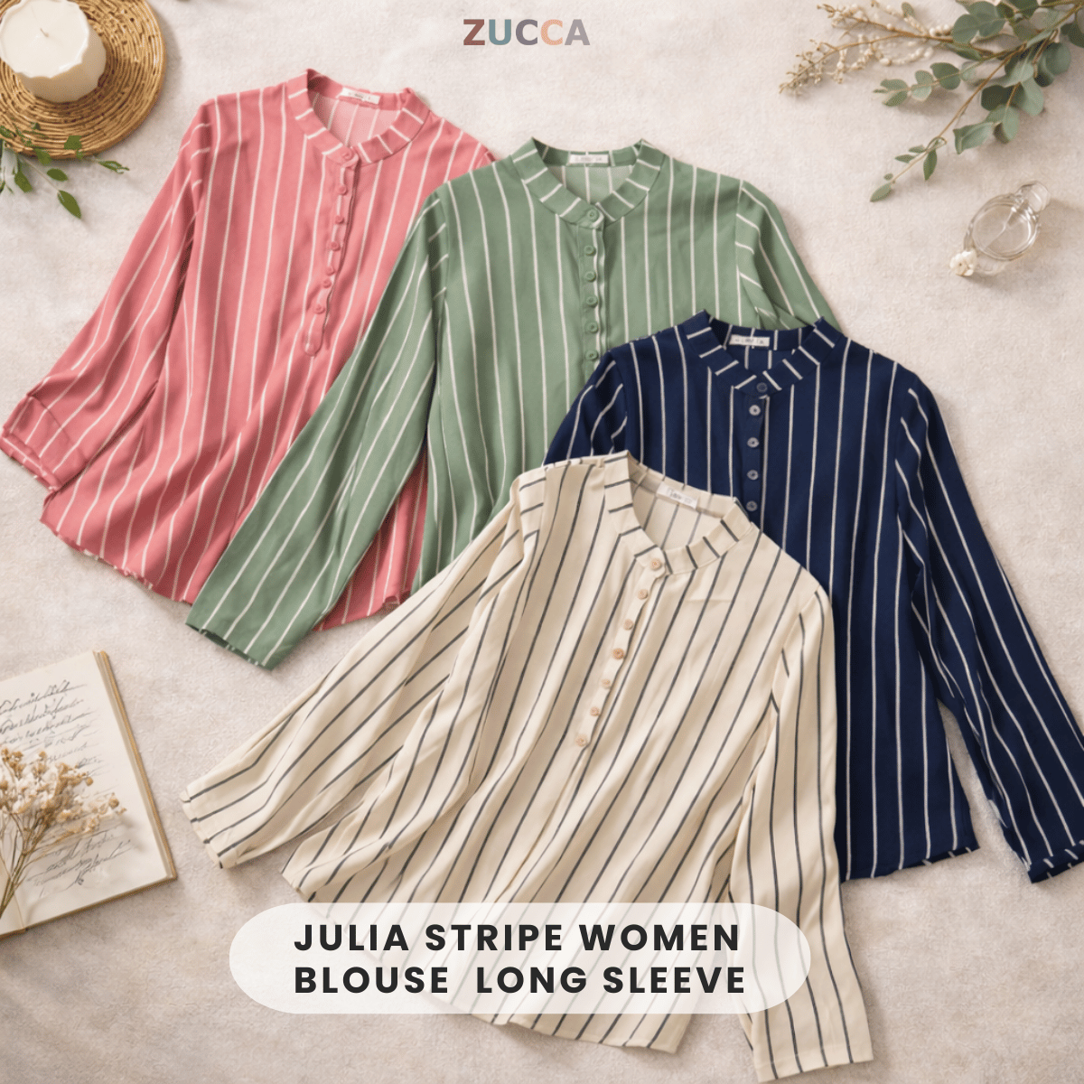 ZUCCA JULIA KASUAL STRIPE BLOUSE PEREMPUAN LENGAN PANJANG - MA127