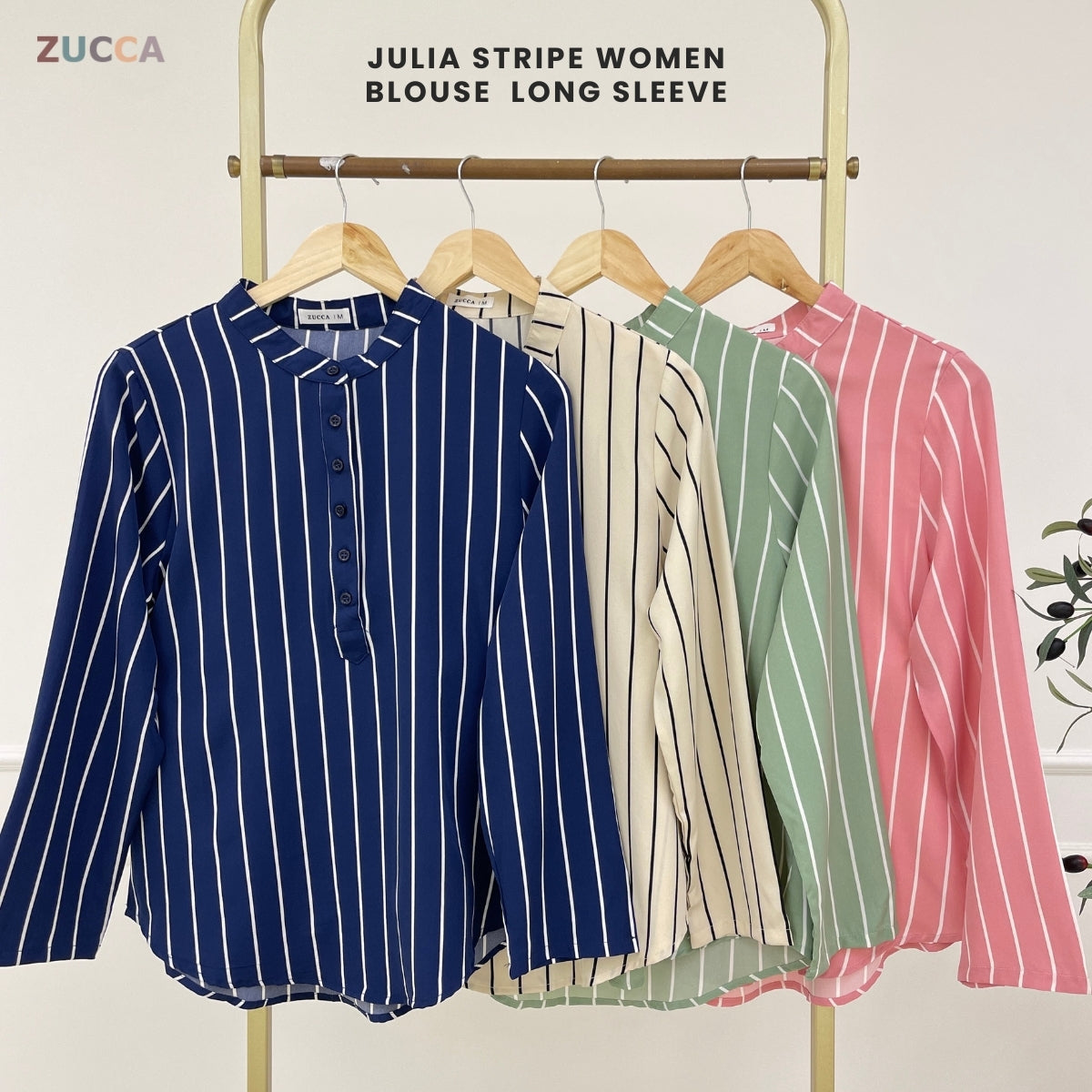 ZUCCA JULIA KASUAL STRIPE BLOUSE PEREMPUAN LENGAN PANJANG - MA127