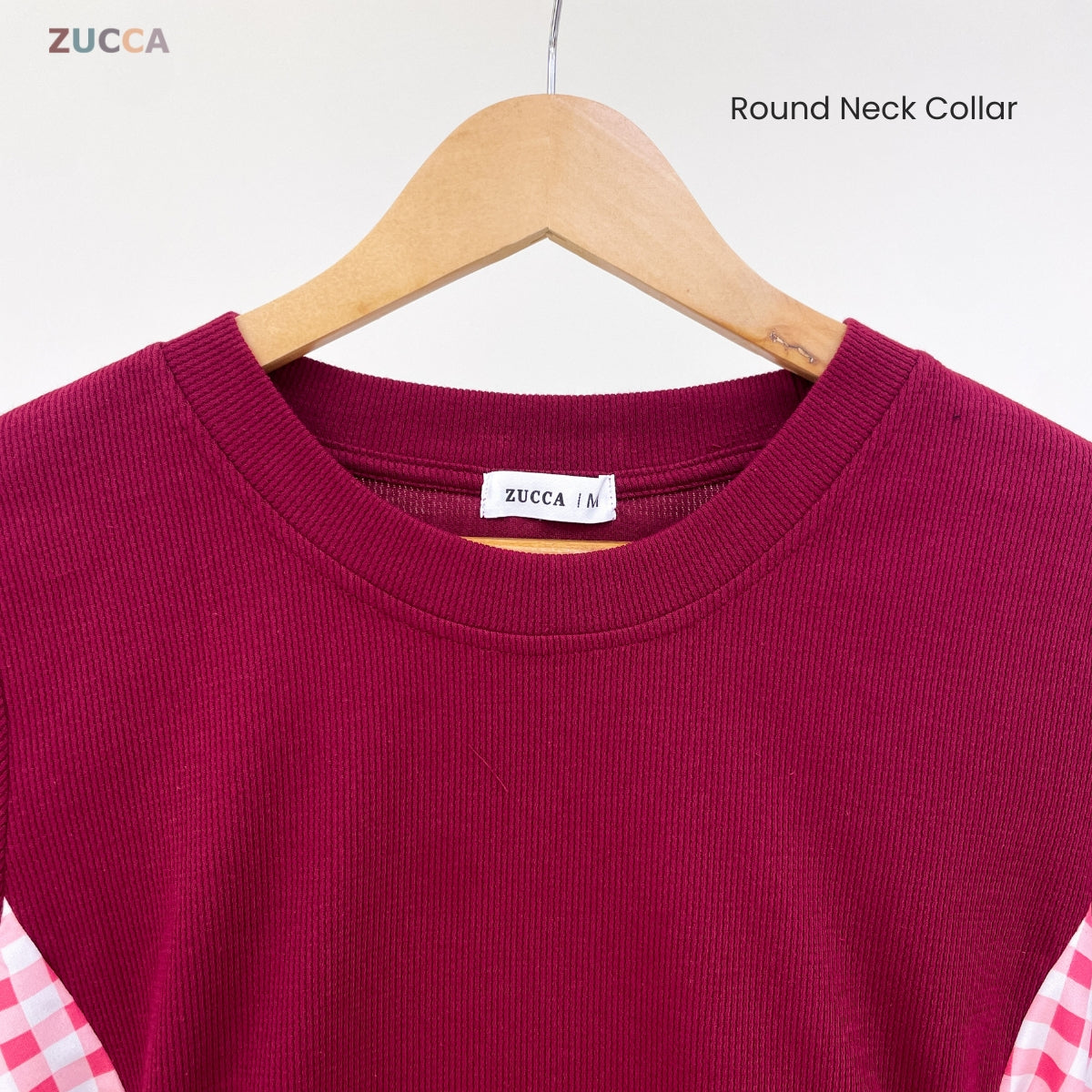 ZUCCA UQASHA GINGHAM TUNIC BLOUSE LONG SLEEVE - MA128