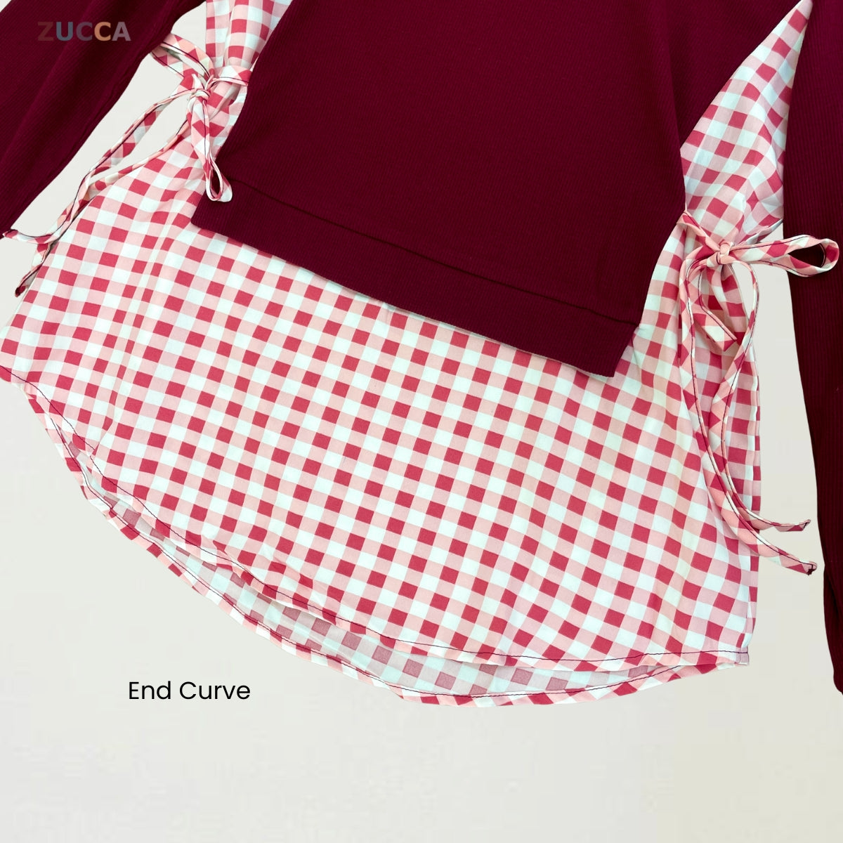 ZUCCA UQASHA GINGHAM TUNIC BLOUSE LONG SLEEVE - MA128