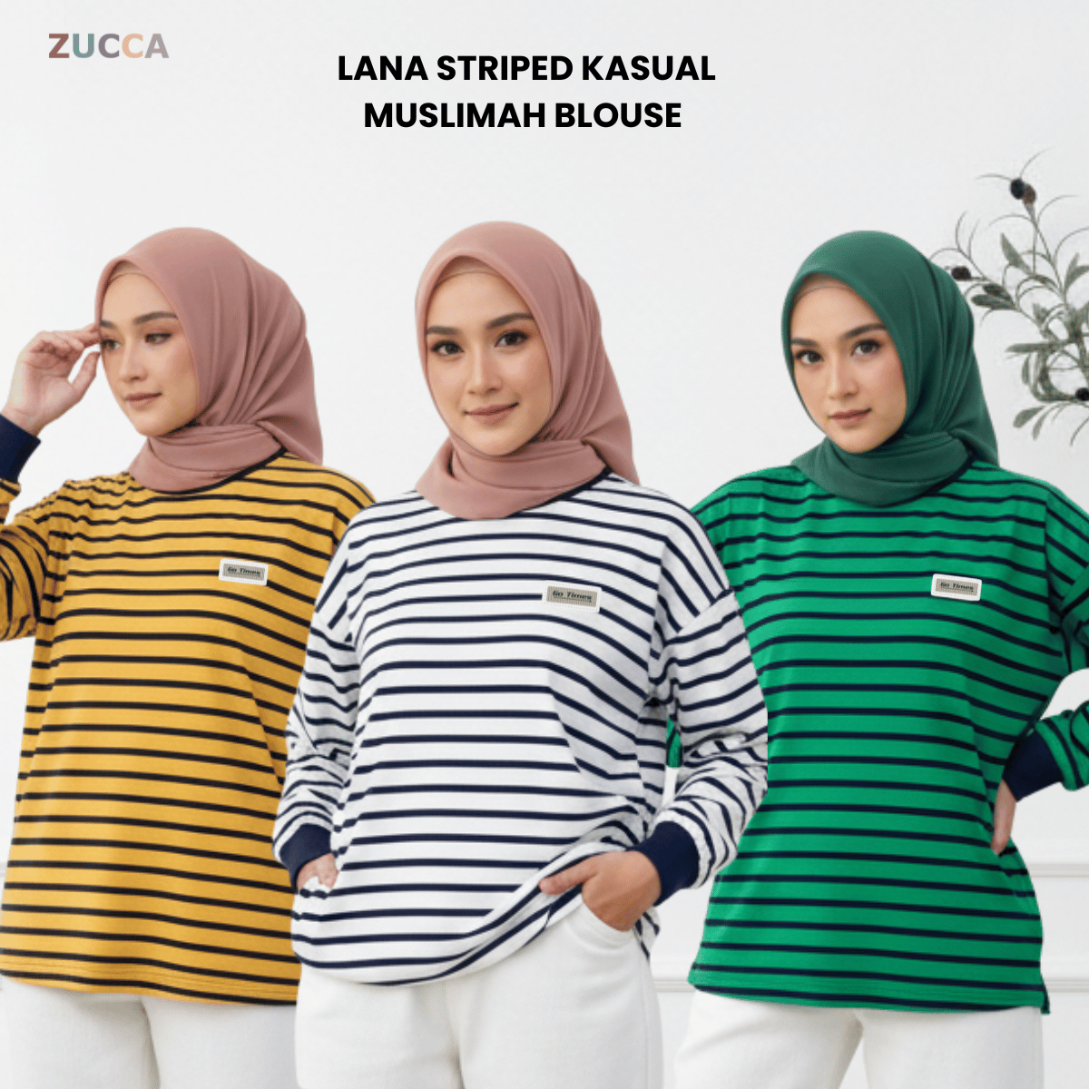 ZUCCA LANA STRIPED KASUAL MUSLIMAH BLOUSE - MA142