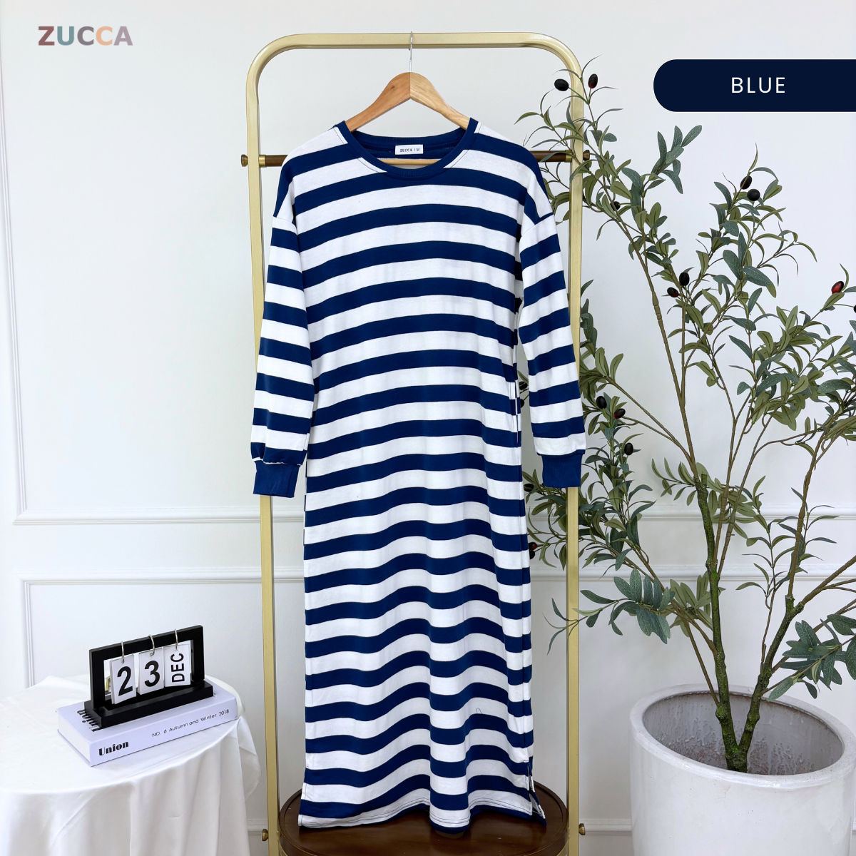 ZUCCA KAYRA CLASSIC STRIPED DRESS LONG SLEEVE - MA143 (GN229)