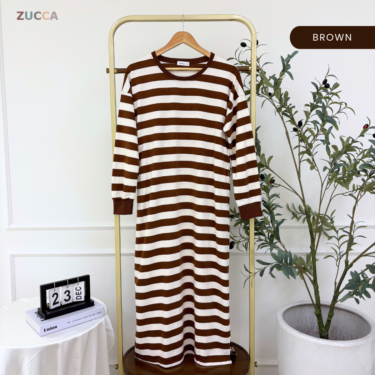 ZUCCA KAYRA CLASSIC STRIPED DRESS LONG SLEEVE - MA143 (GN229)