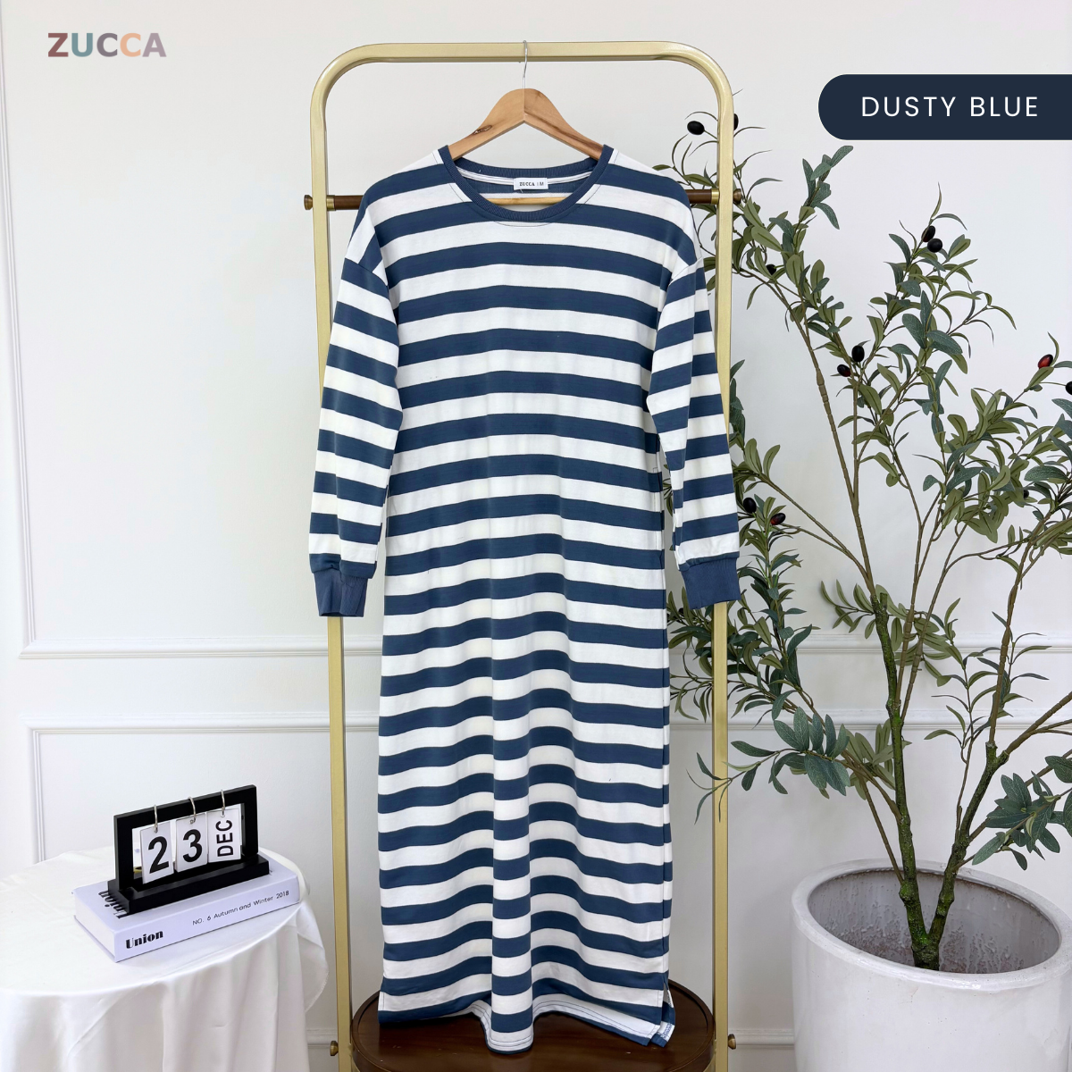 ZUCCA KAYRA CLASSIC STRIPED DRESS LONG SLEEVE - MA143 (GN229)