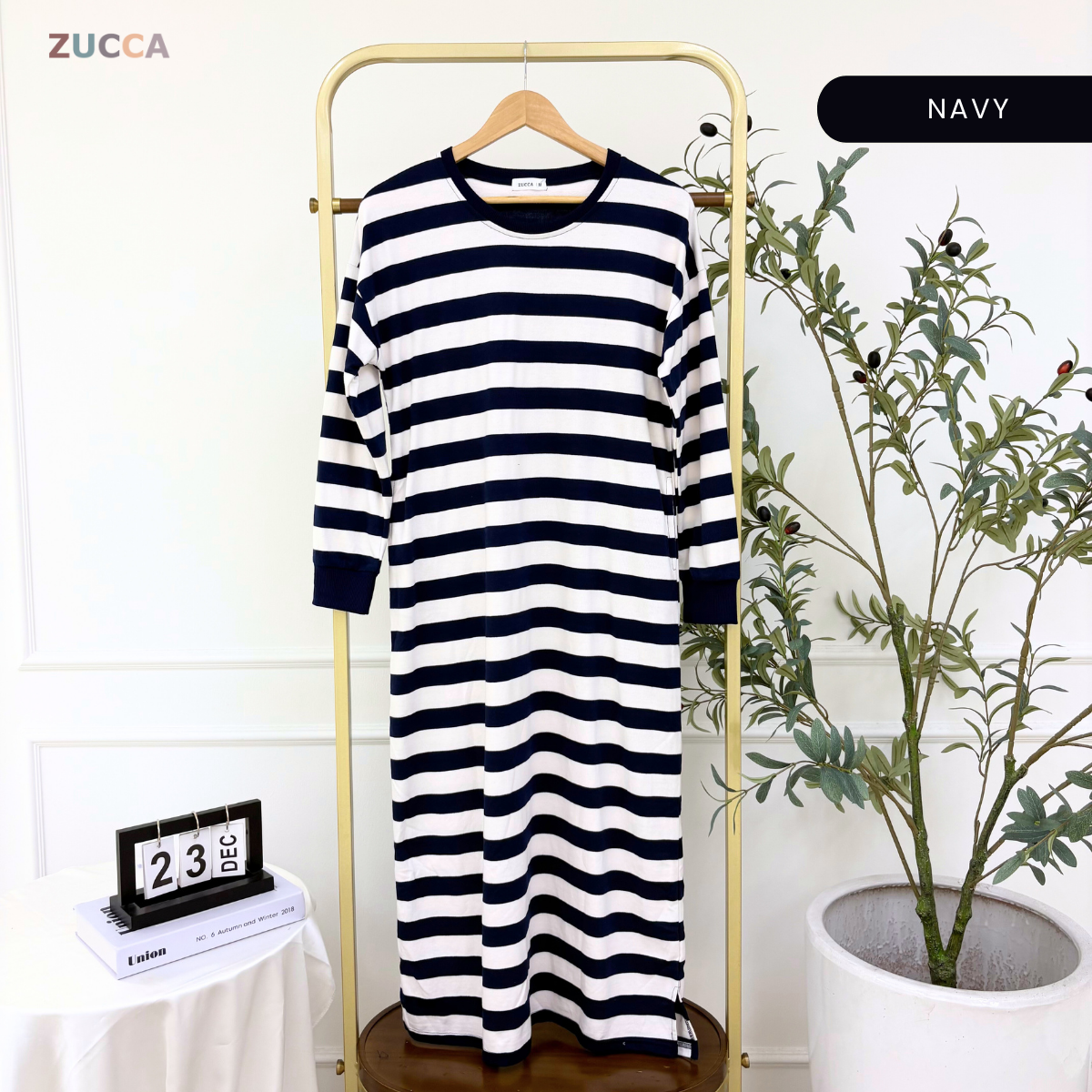 ZUCCA KAYRA CLASSIC STRIPED DRESS LONG SLEEVE - MA143 (GN229)