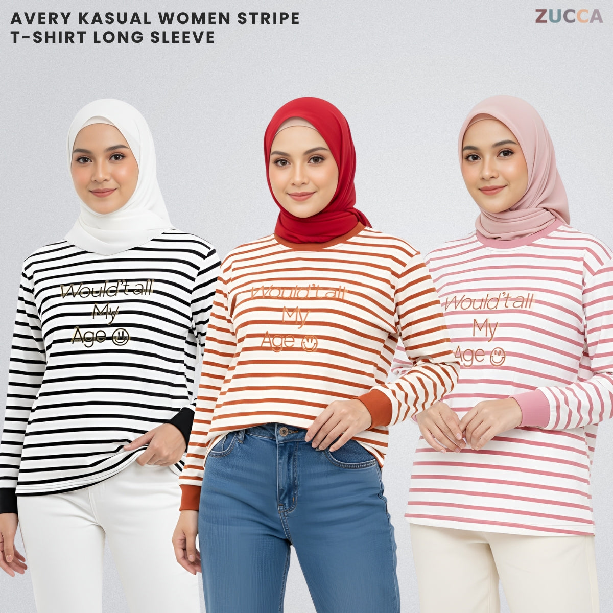 ZUCCA AVERY KASUAL WOMEN STRIPE T-SHIRT LONG SLEEVE - MA144