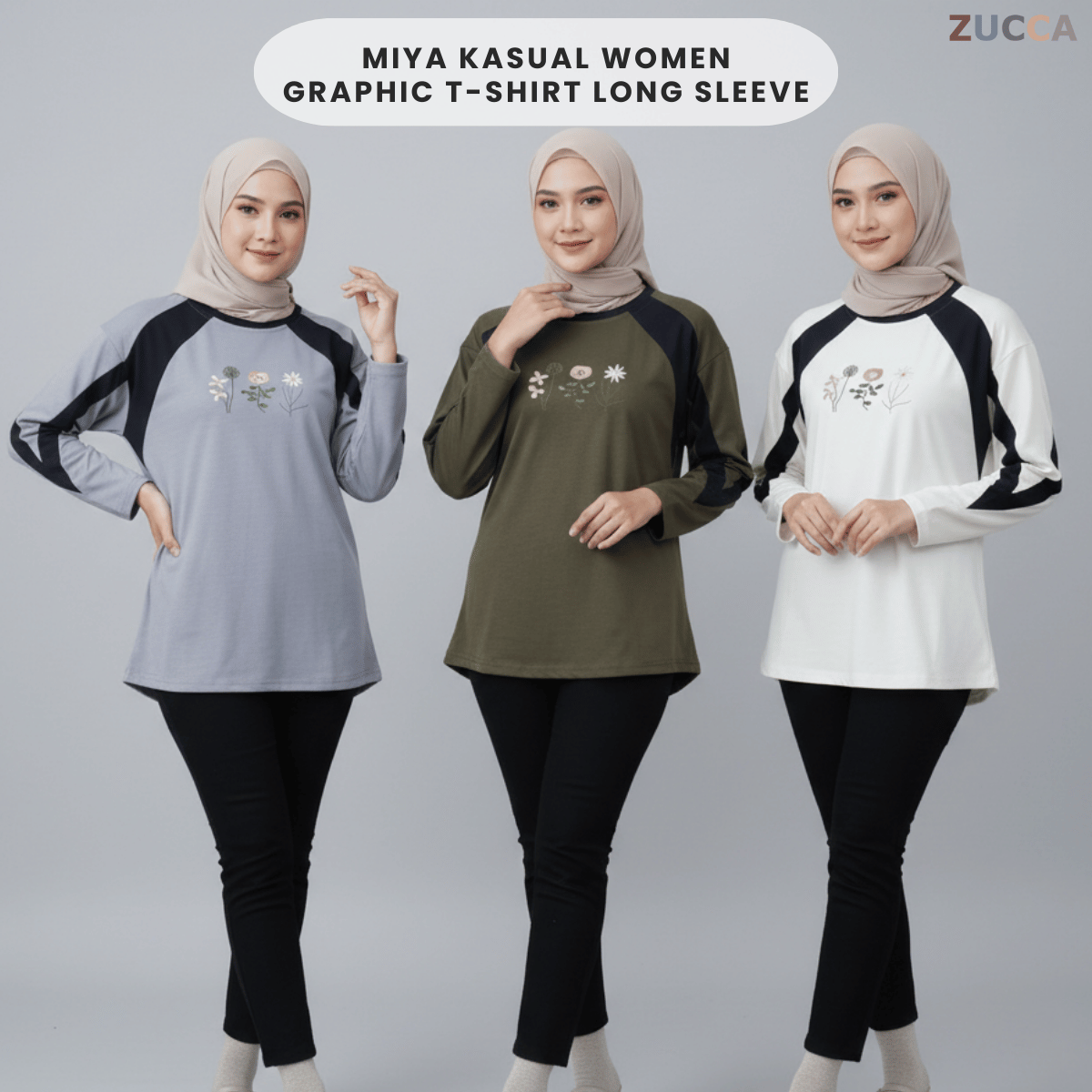 ZUCCA MIYA KASUAL WOMEN GRAPHIC T-SHIRT LONG SLEEVE - MA149