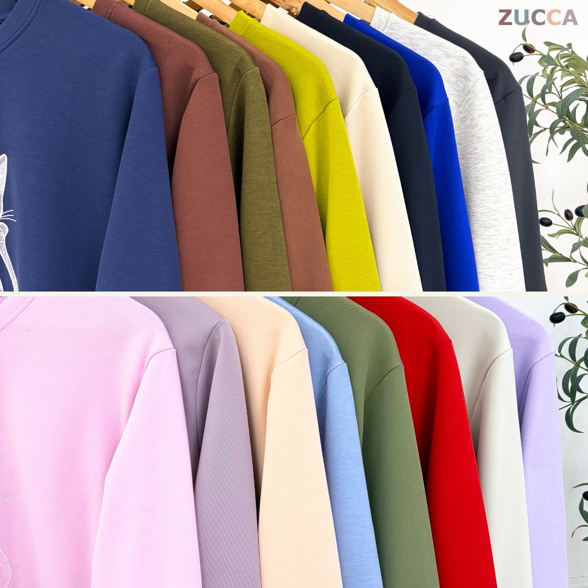 ZUCCA LAVEENA MINIMAL CAT EMBROIDERY COZY SWEATSHIRT - MA151