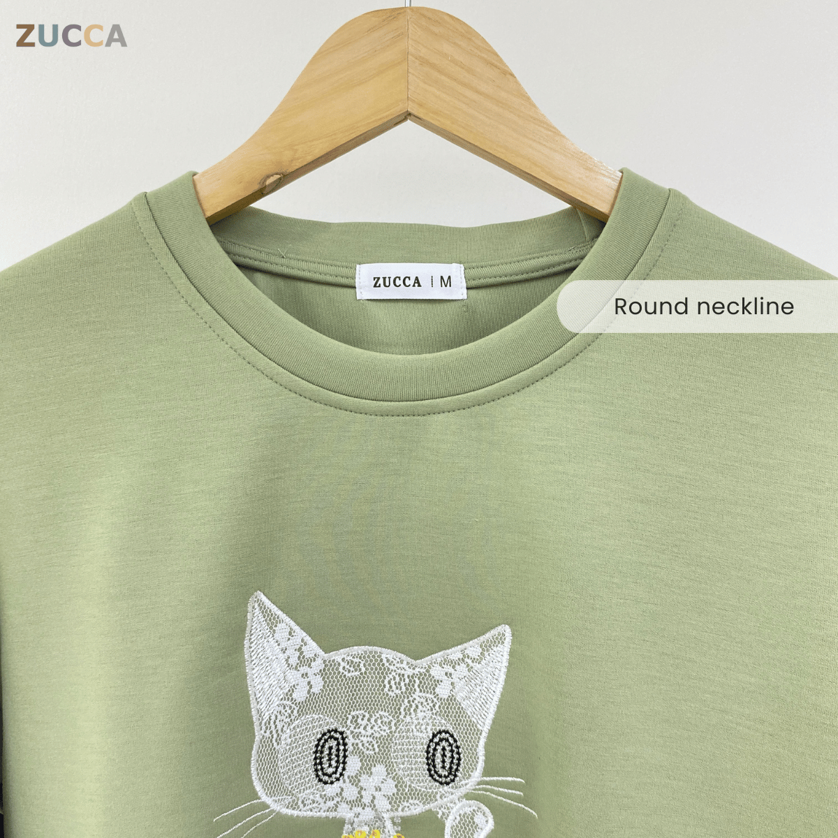 ZUCCA LAVEENA MINIMAL CAT EMBROIDERY COZY SWEATSHIRT - MA151