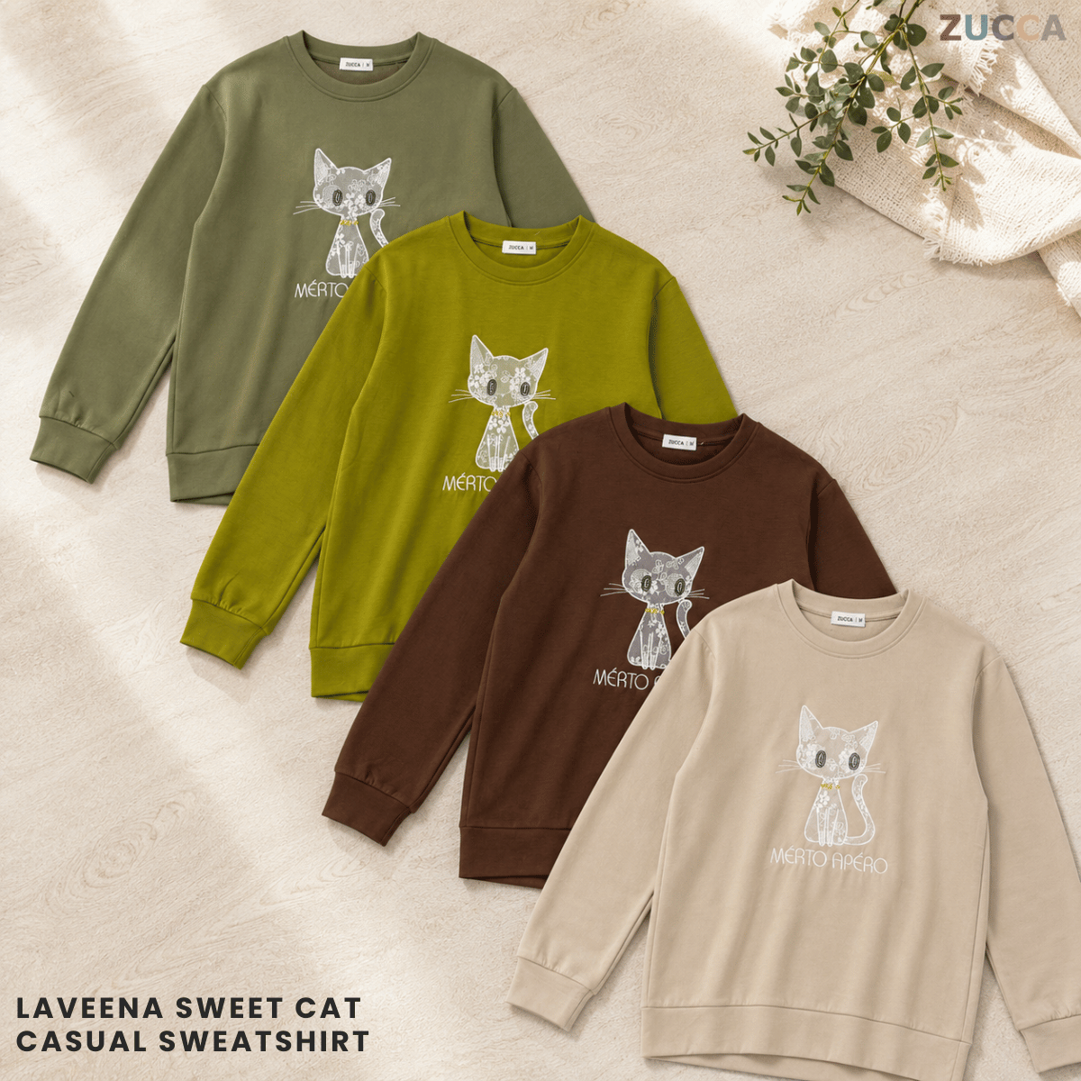 ZUCCA LAVEENA SWEET CAT CASUAL SWEATSHIRT - MA151