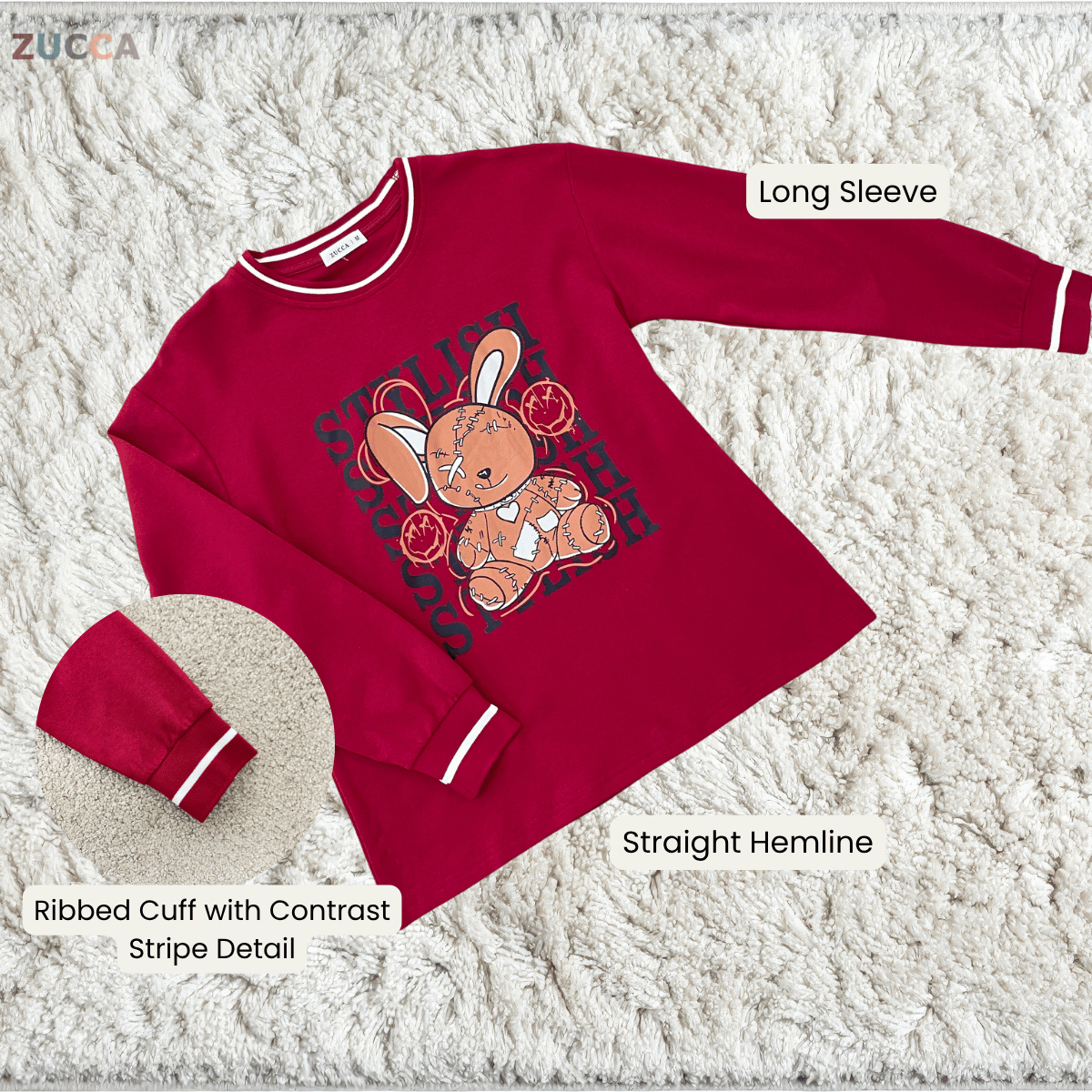 ZUCCA FARAHIN COMFY LONG SLEEVE SWEATSHIRT-MA235