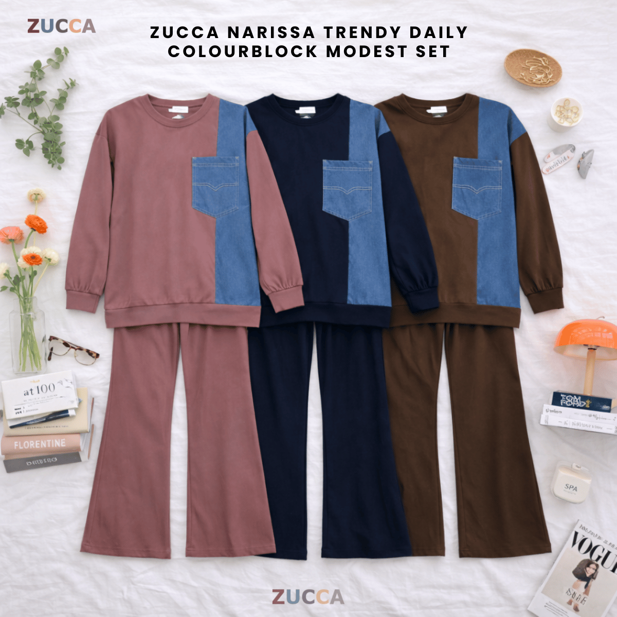ZUCCA NARISSA TRENDY DAILY COLOURBLOCK MODEST SET - MA165