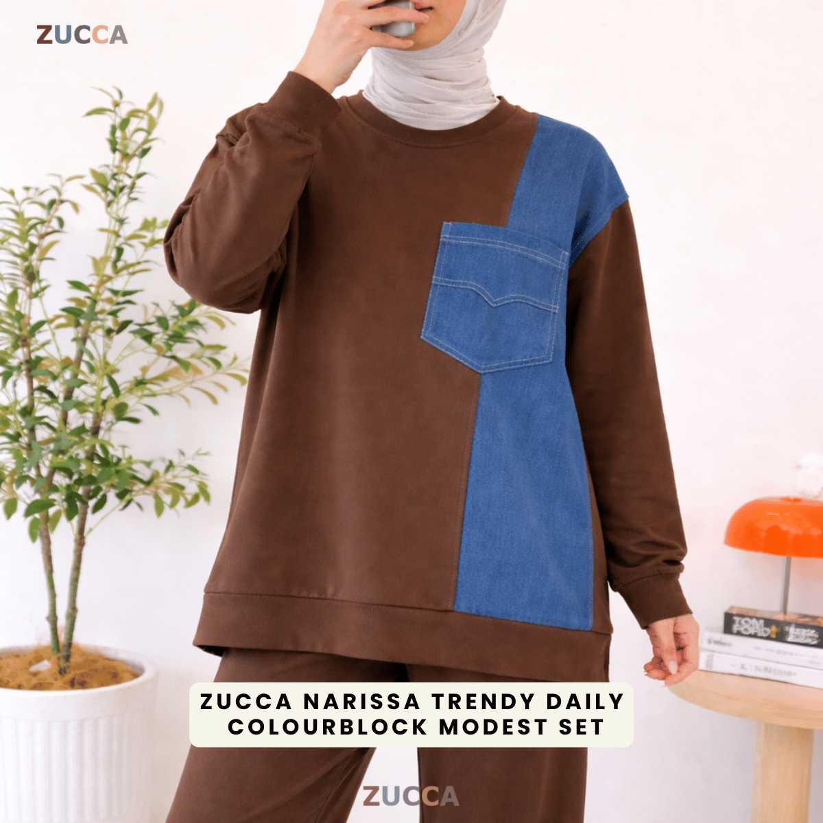 ZUCCA NARISSA TRENDY DAILY COLOURBLOCK MODEST SET - MA165