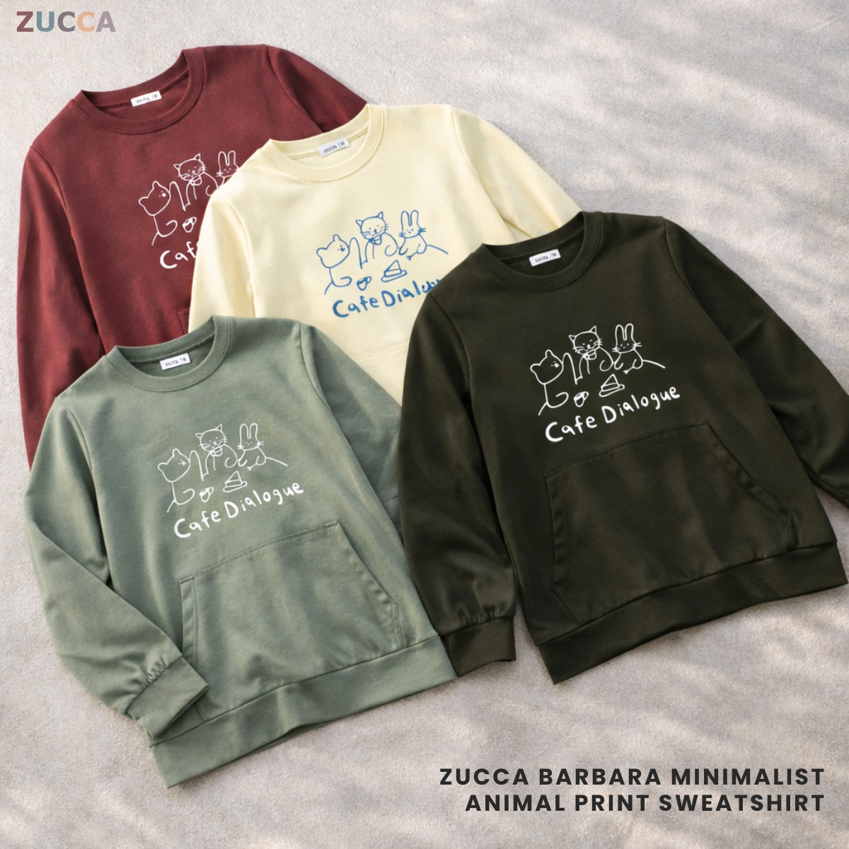 ZUCCA BARBARA MINIMALIST ANIMAL PRINT SWEATSHIRT - MA167