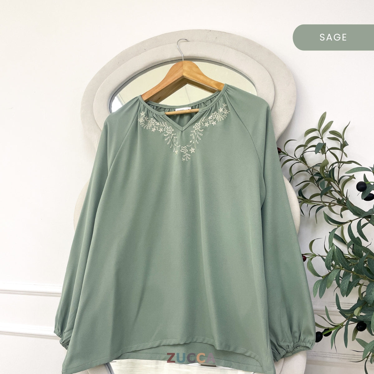 ZUCCA SURIA MINIMALIST PLAIN BLOUSE LONG SLEEVE - MA184