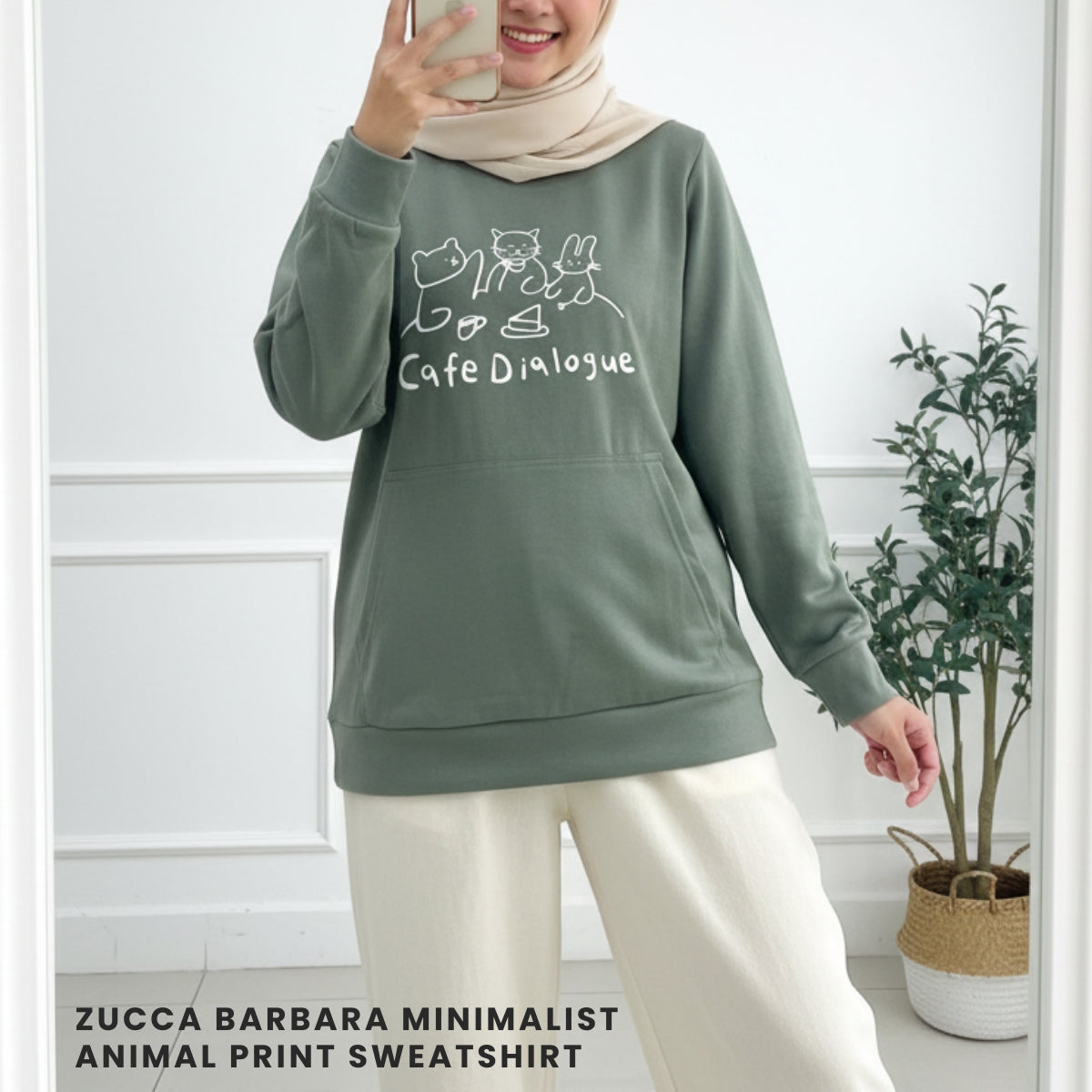ZUCCA BARBARA MINIMALIST ANIMAL PRINT SWEATSHIRT - MA167