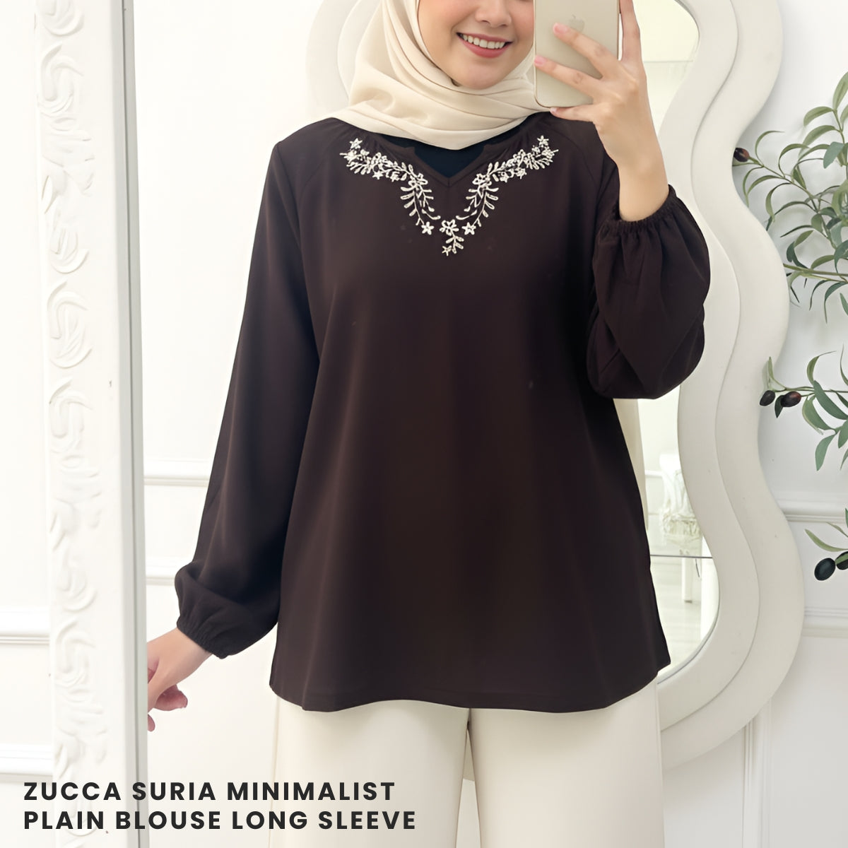 ZUCCA SURIA MINIMALIST PLAIN BLOUSE LONG SLEEVE - MA184