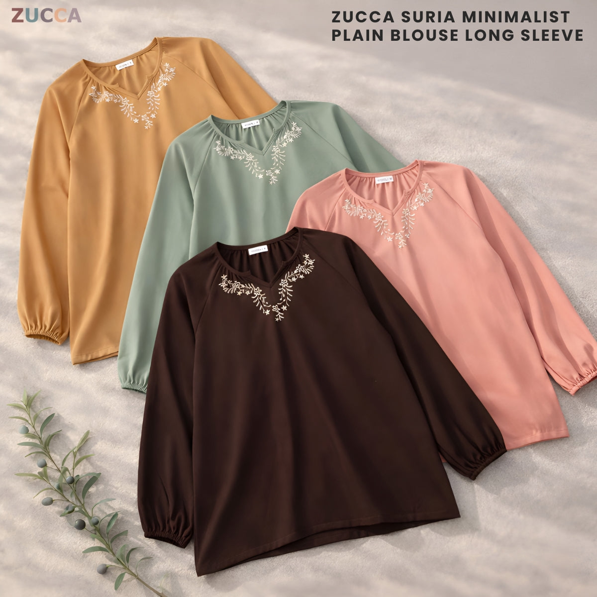 ZUCCA SURIA MINIMALIST PLAIN BLOUSE LONG SLEEVE - MA184