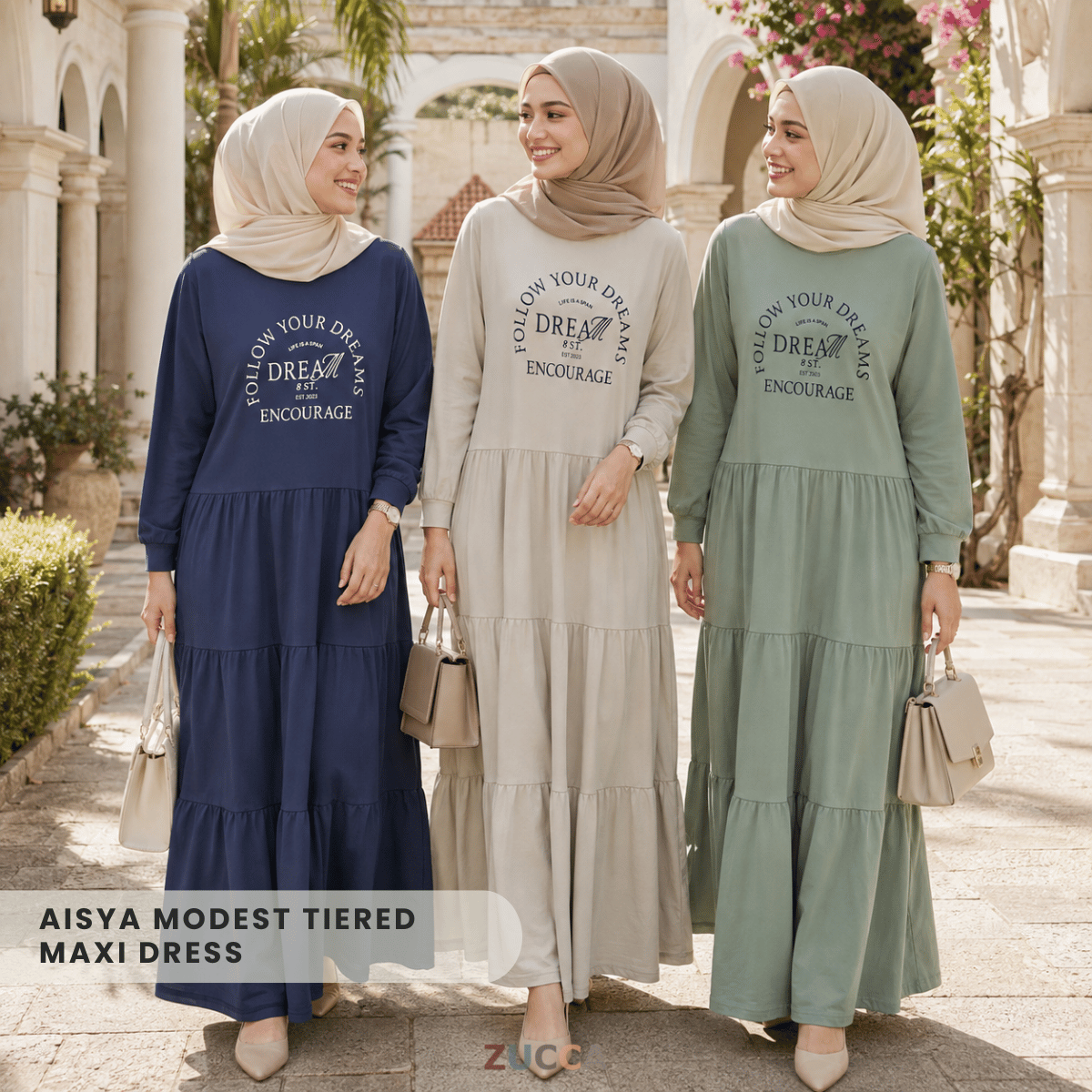 ZUCCA AISYA MODEST TIERED MAXI DRESS - MA168