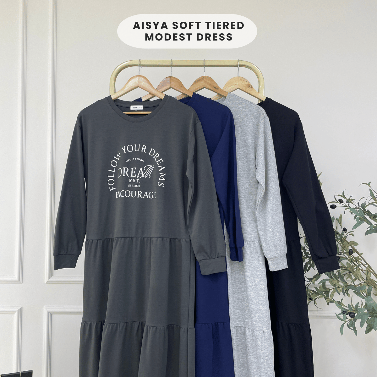 ZUCCA AISYA SOFT TIERED MODEST DRESS - MA168
