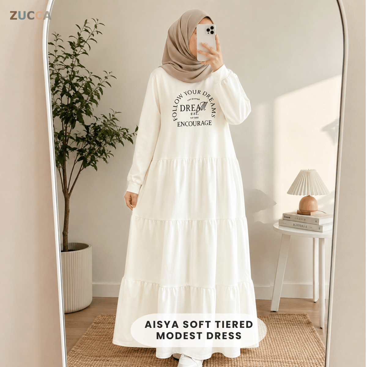 ZUCCA AISYA SOFT TIERED MODEST DRESS - MA168
