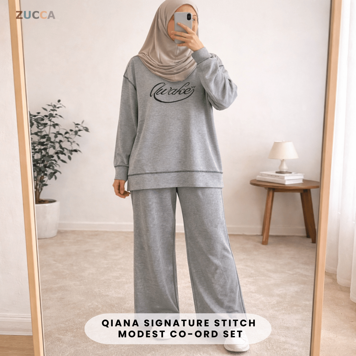 ZUCCA QIANA SIGNATURE STITCH MODEST CO-ORD SET - MA170 (GN258)