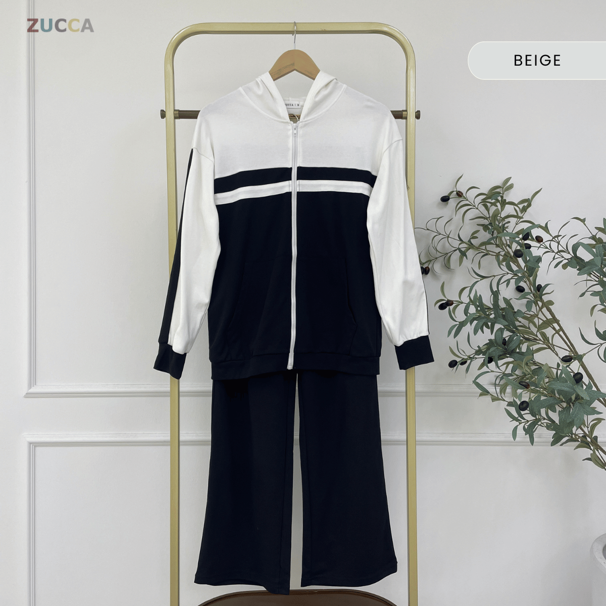 ZUCCA FATIHA CASUAL STREETWEAR COLORBLOCK HOODIE & PANTS SET - MA173