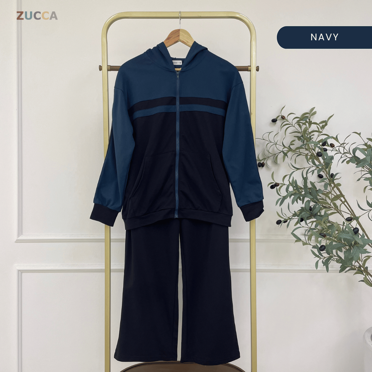 ZUCCA FATIHA CASUAL STREETWEAR COLORBLOCK HOODIE & PANTS SET - MA173