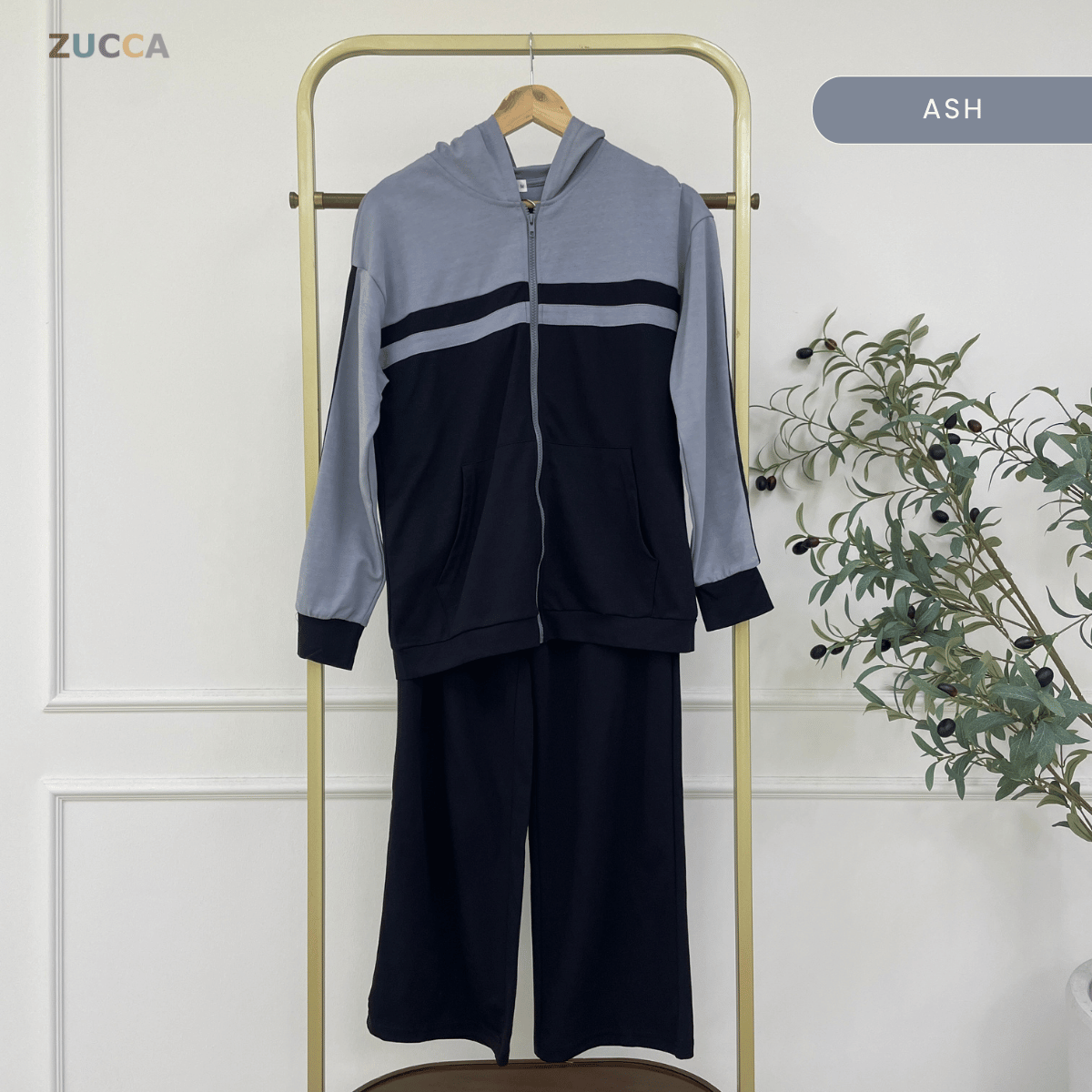 ZUCCA FATIHA CASUAL STREETWEAR COLORBLOCK HOODIE & PANTS SET - MA173