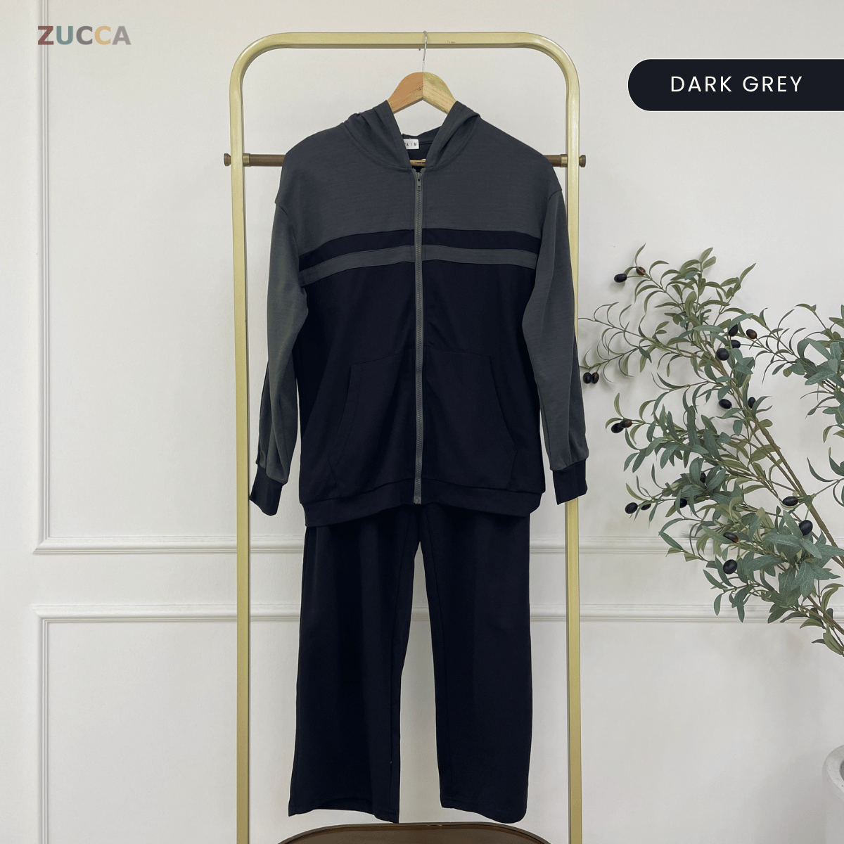 ZUCCA FATIHA CASUAL STREETWEAR COLORBLOCK HOODIE & PANTS SET - MA173