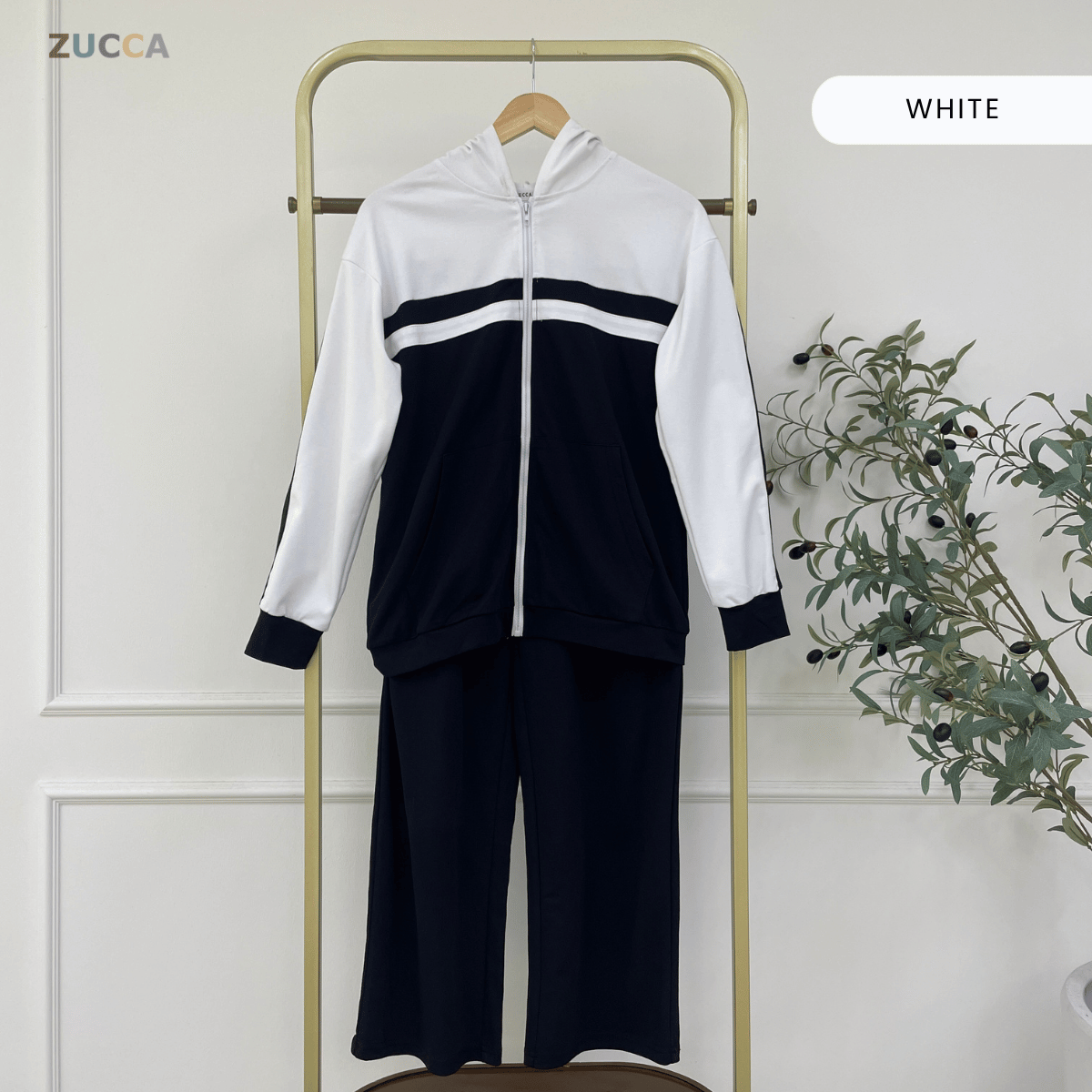 ZUCCA FATIHA CASUAL STREETWEAR COLORBLOCK HOODIE & PANTS SET - MA173