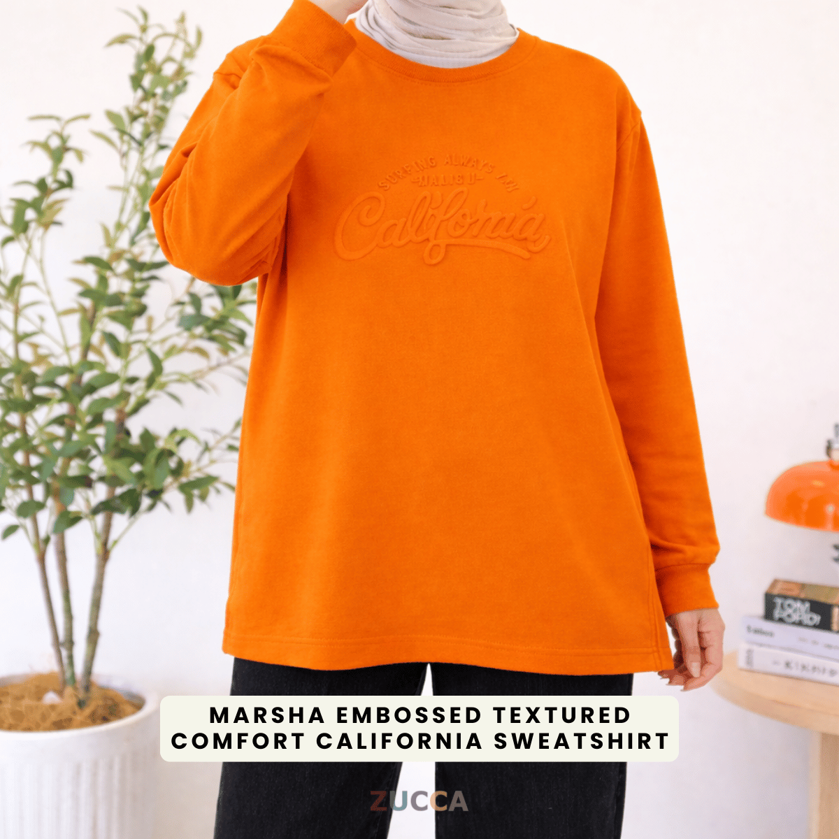 ZUCCA MARSHA EMBOSSED TEXTURED COMFORT CALIFORNIA SWEATSHIRT - MA174