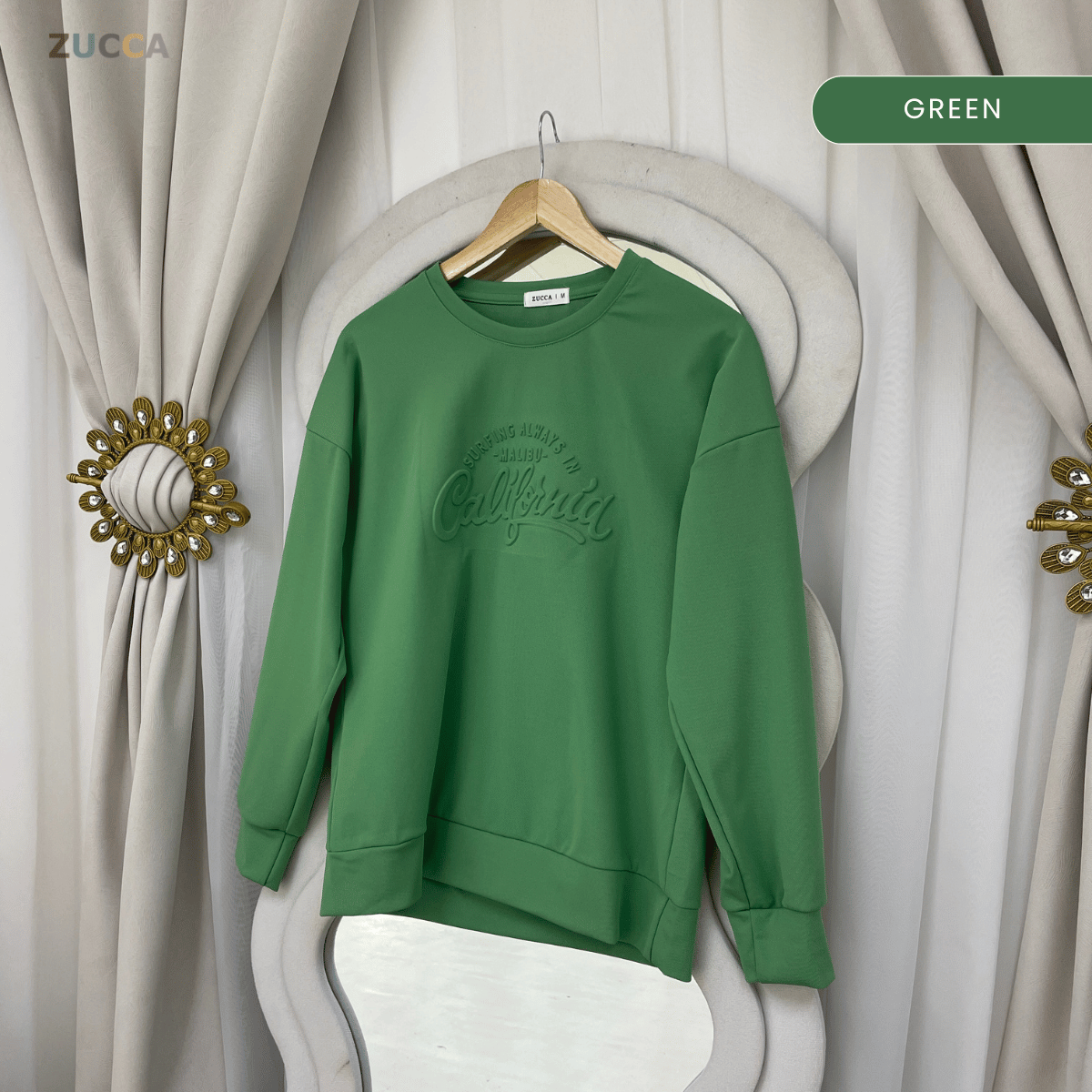 ZUCCA MARSHA EMBOSSED TEXTURED COMFORT CALIFORNIA SWEATSHIRT - MA174
