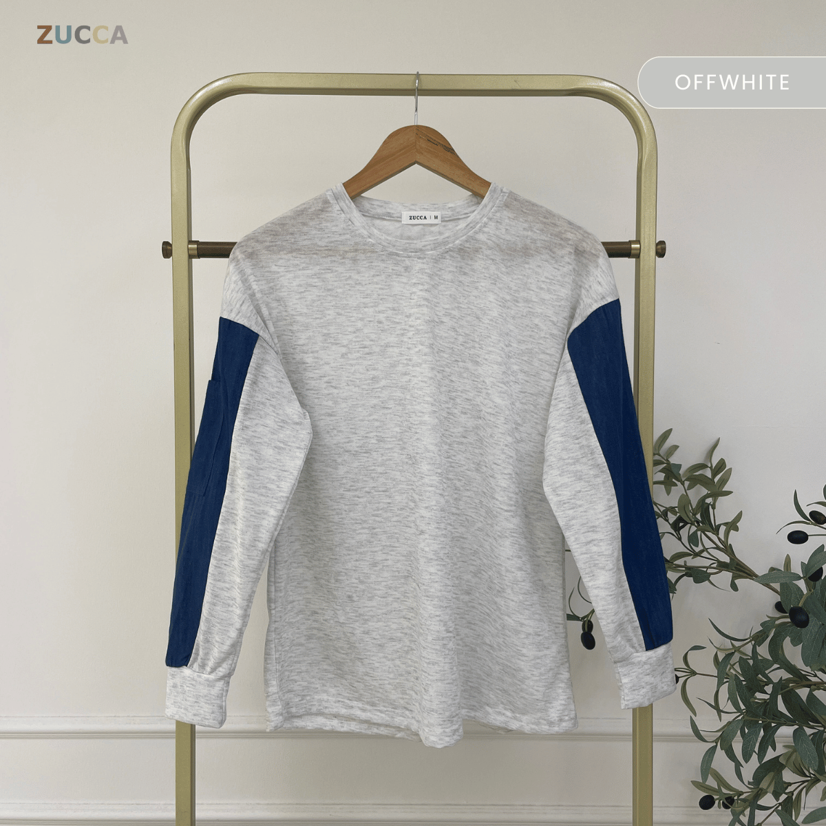 ZUCCA CELINE LONG SLEEVE DENIM PANEL MODEST TOP -MA176