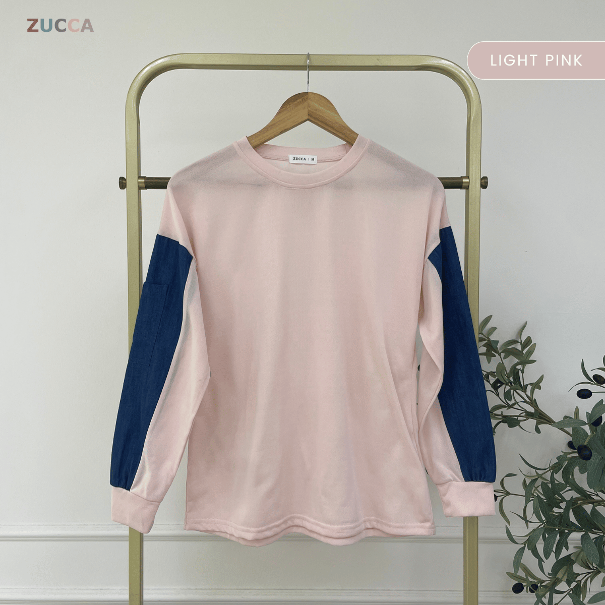 ZUCCA CELINE LONG SLEEVE DENIM PANEL MODEST TOP -MA176
