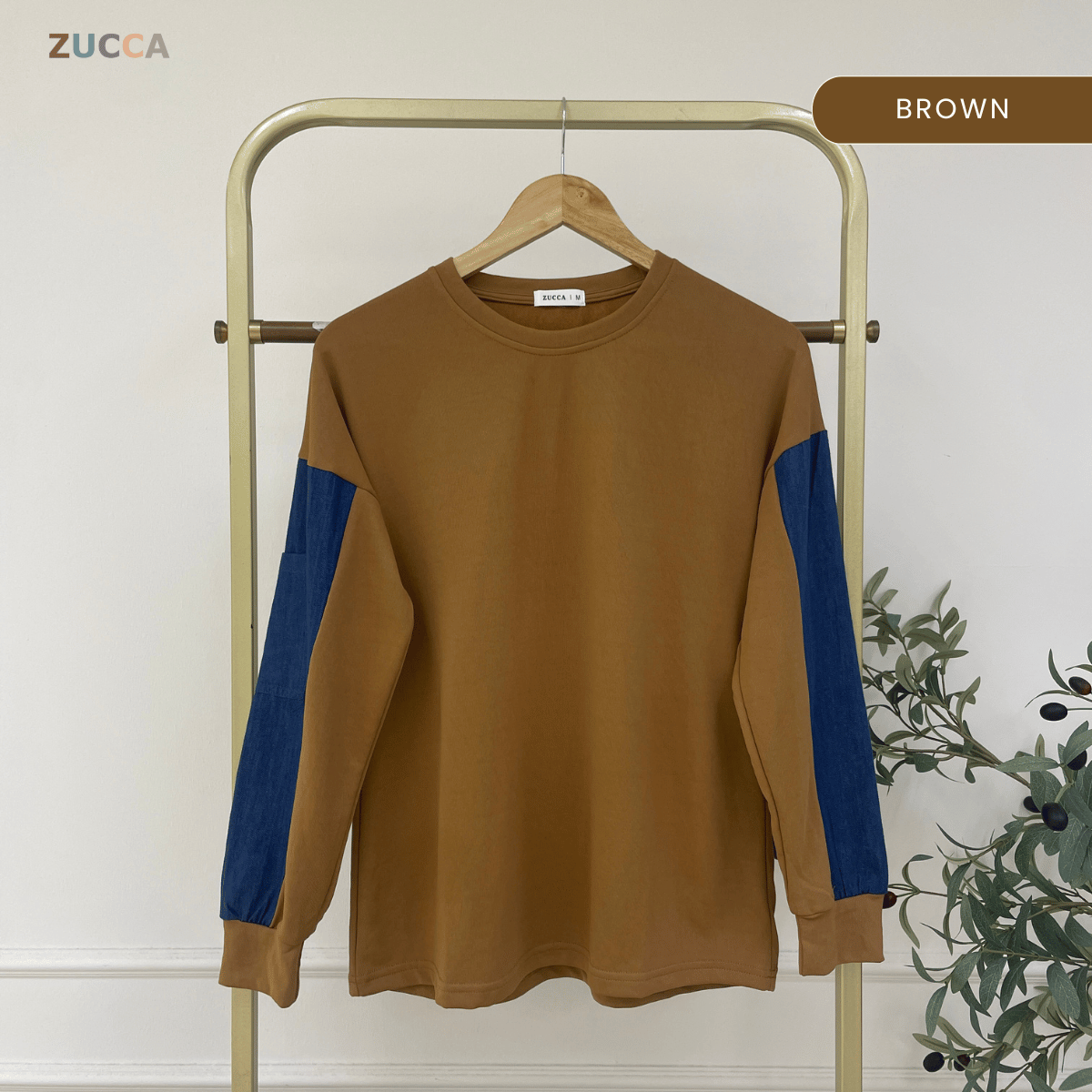 ZUCCA CELINE LONG SLEEVE DENIM PANEL MODEST TOP -MA176