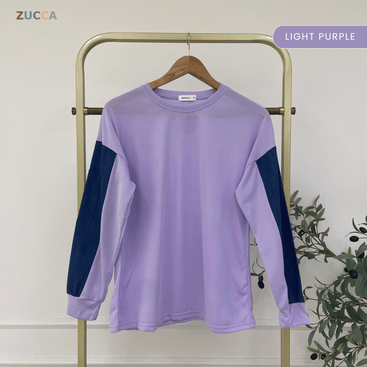 ZUCCA CELINE LONG SLEEVE DENIM PANEL MODEST TOP -MA176