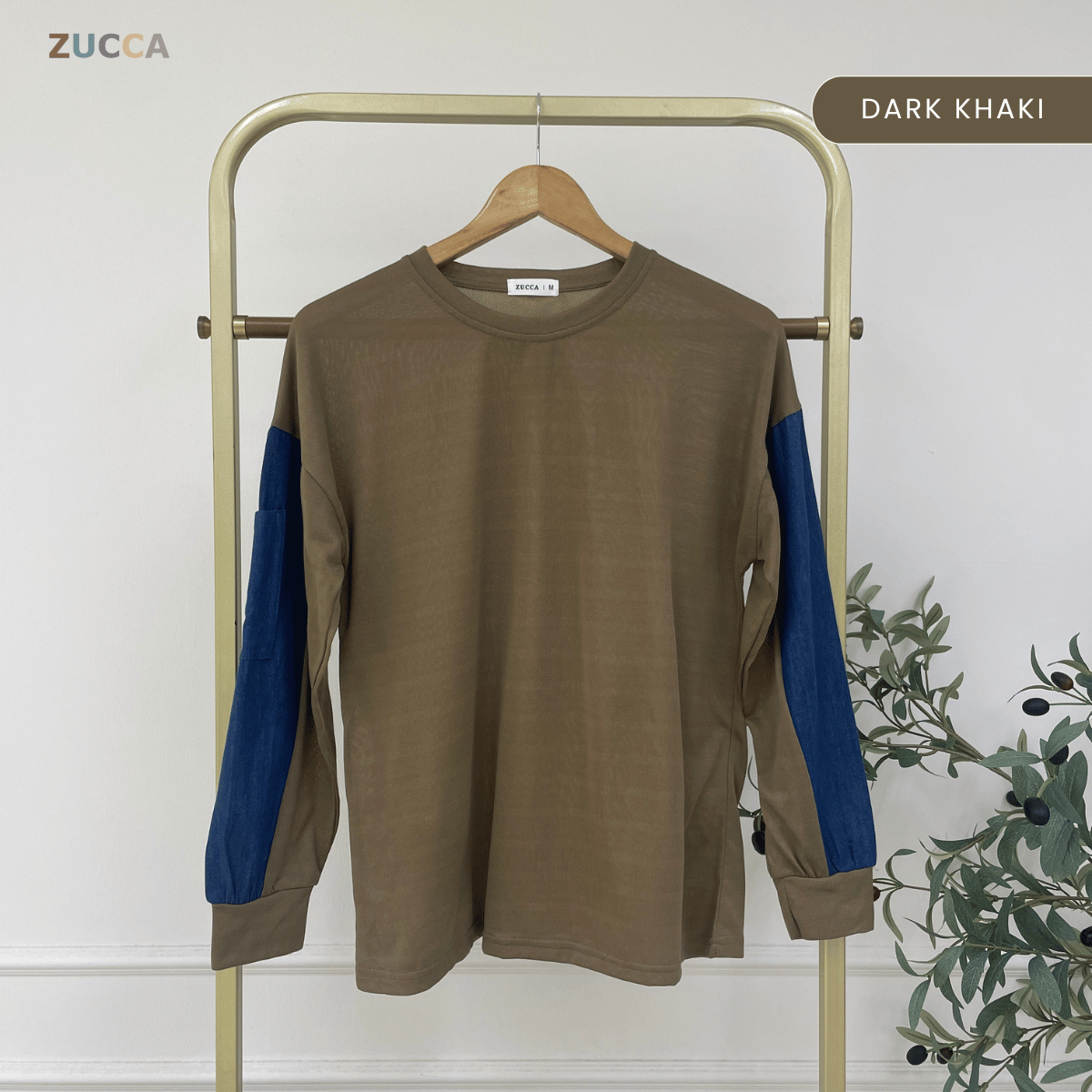ZUCCA CELINE LONG SLEEVE DENIM PANEL MODEST TOP -MA176