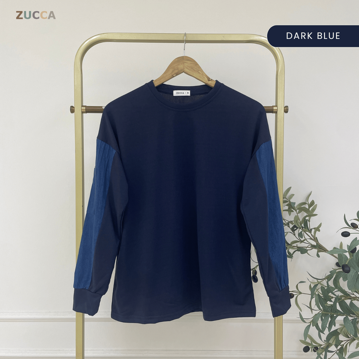 ZUCCA CELINE LONG SLEEVE DENIM PANEL MODEST TOP -MA176