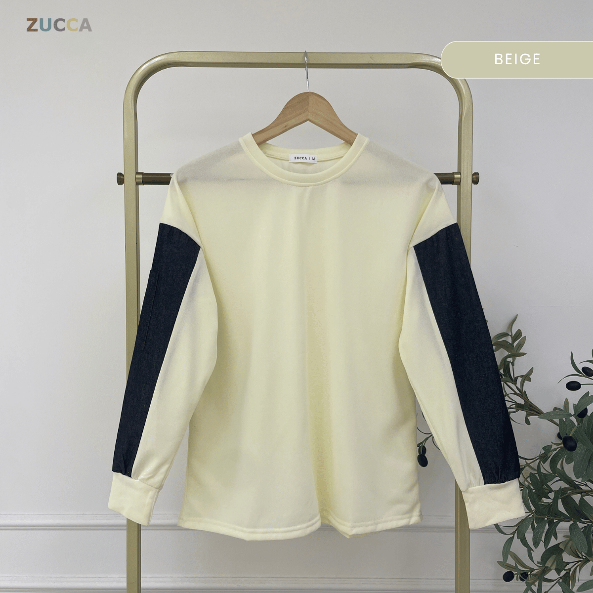 ZUCCA CELINE LONG SLEEVE DENIM PANEL MODEST TOP -MA176